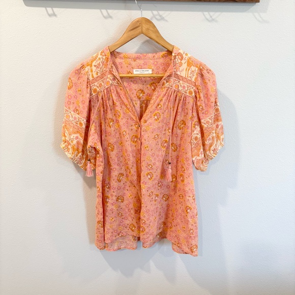 Spell‎ Sundown organic cotton blouse  in Apricot size Small - Picture 5 of 14